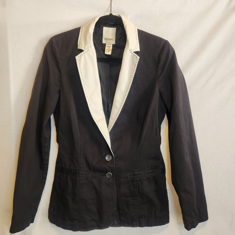 Diesel, Women’s Black and White Blazer, Size Small